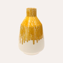 Large Amphora Vase in Yellow Ocher Ceramic