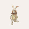 Bianconiglio con Orologio in Resina Bianco e Oro H.24 cm