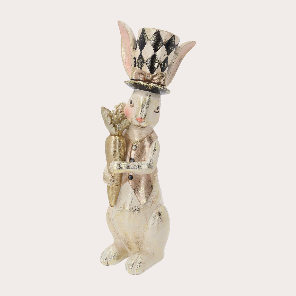 Statuina Coniglio in Resina con Carota H. 38,5 cm