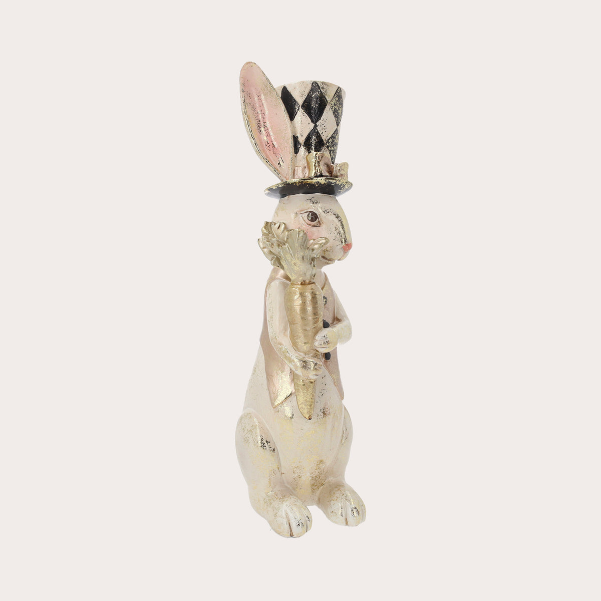 Statuina Coniglio in Resina con Carota H. 38,5 cm