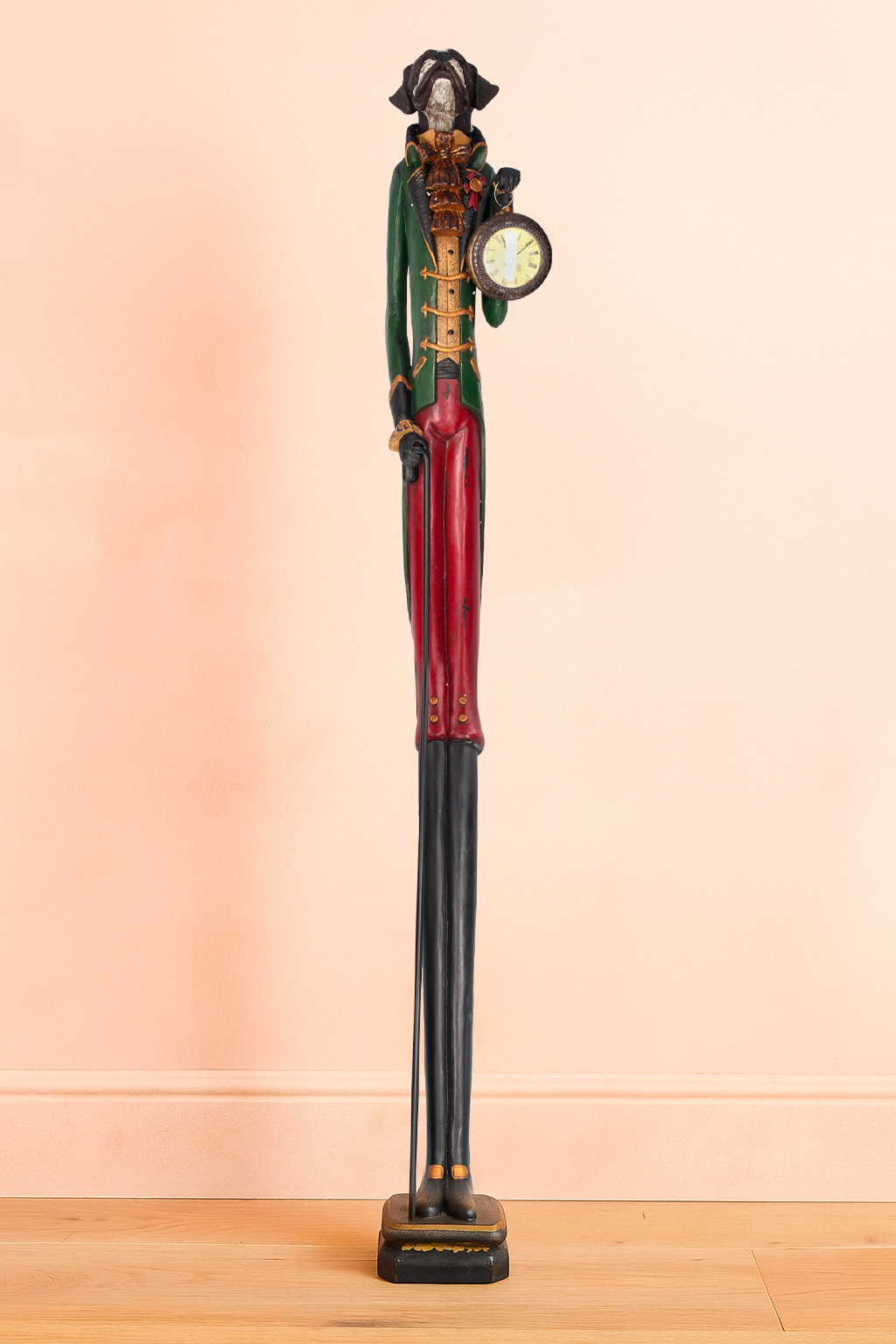 Statua Cane con Orologio in Resina H.143 cm - KeyHome Store