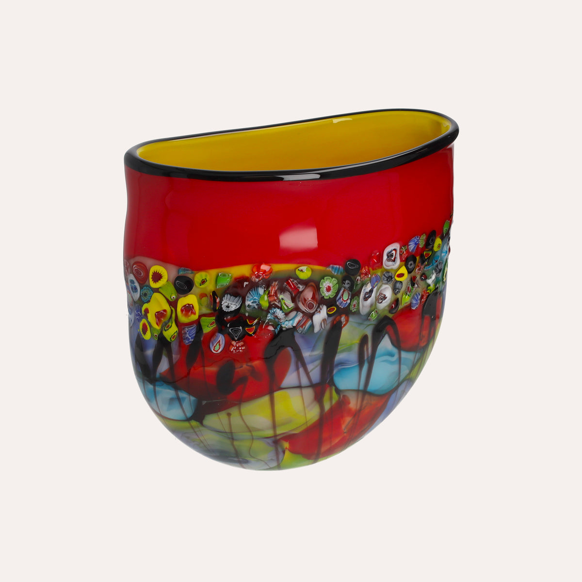 Decorative oval glass vase (34x30) Red