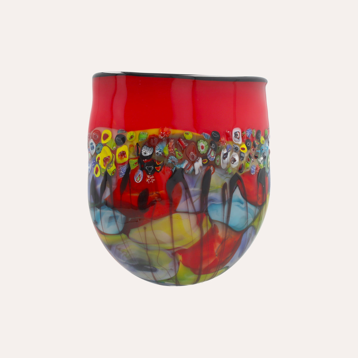 Decorative oval glass vase (34x30) Red