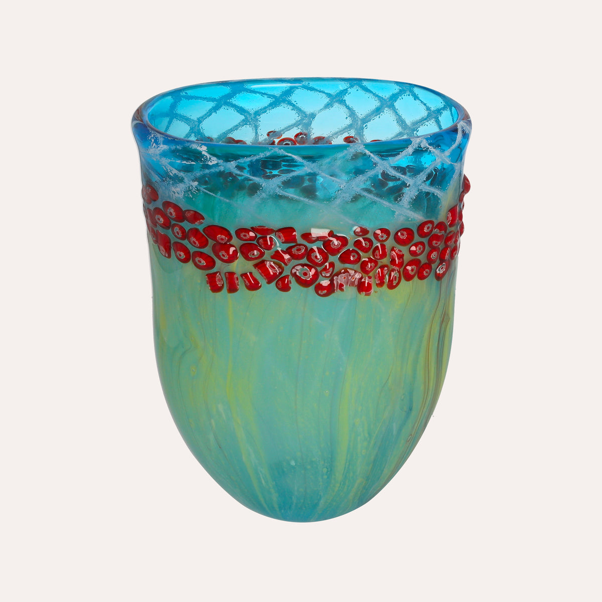 Oval decorative glass vase (34x20) light blue