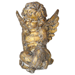 Decorative Angel Sitting in Gold Tinted Resin