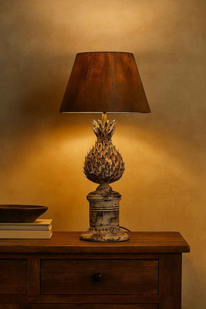 Lampada da Tavolo Shabby con Base a Forma di Ananas