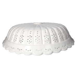 Abat-jour rond 42 cm en céramique blanche perforée
