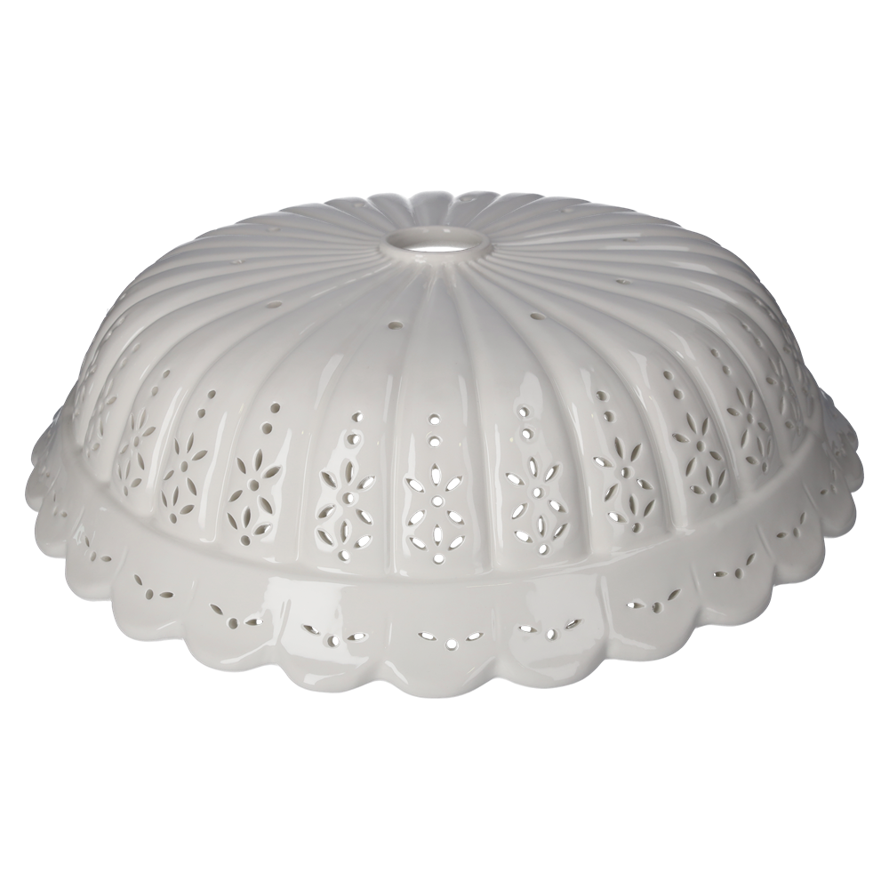 Abat-jour rond 42 cm en céramique blanche perforée