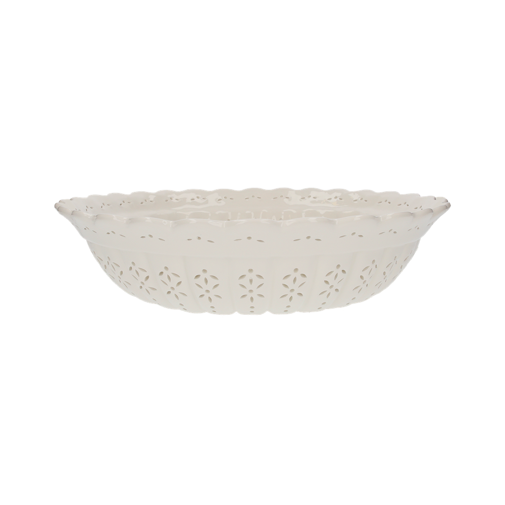 Abat-jour rond 42 cm en céramique blanche perforée
