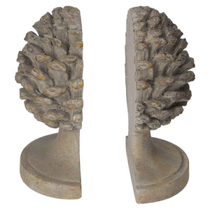 Fermalibri Pigna in Graniglia Grigia con Piedistallo – Elegante Accessorio da Libreria