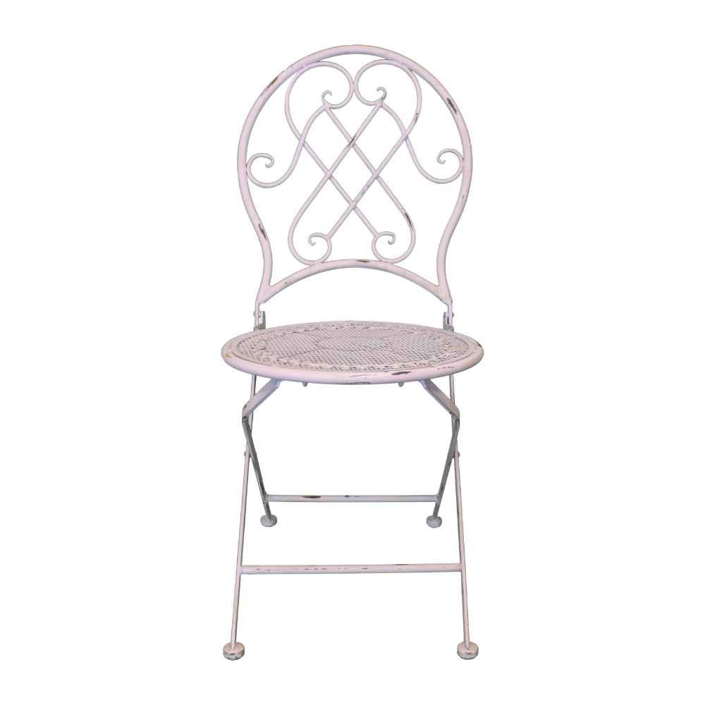 Set da Giardino in Ferro Bianco Anticato Shabby Chic
