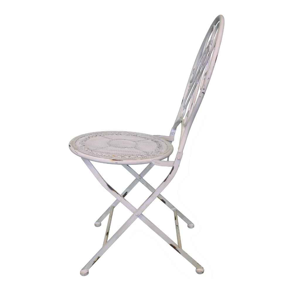 Set da Giardino in Ferro Bianco Anticato Shabby Chic