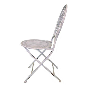 Set da Giardino in Ferro Bianco Anticato Shabby Chic