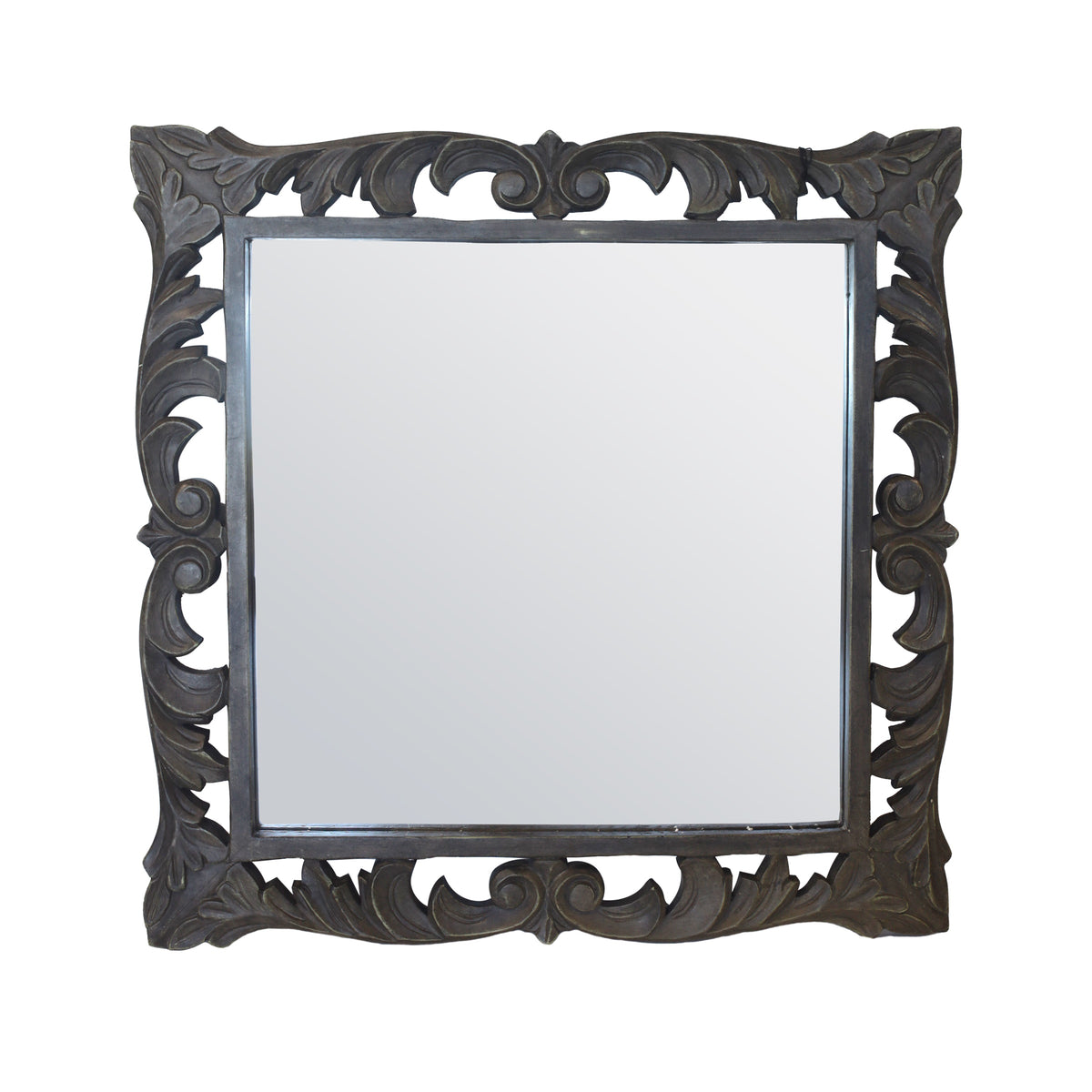 Specchiera Quadrata In Legno Marrone H.80X80