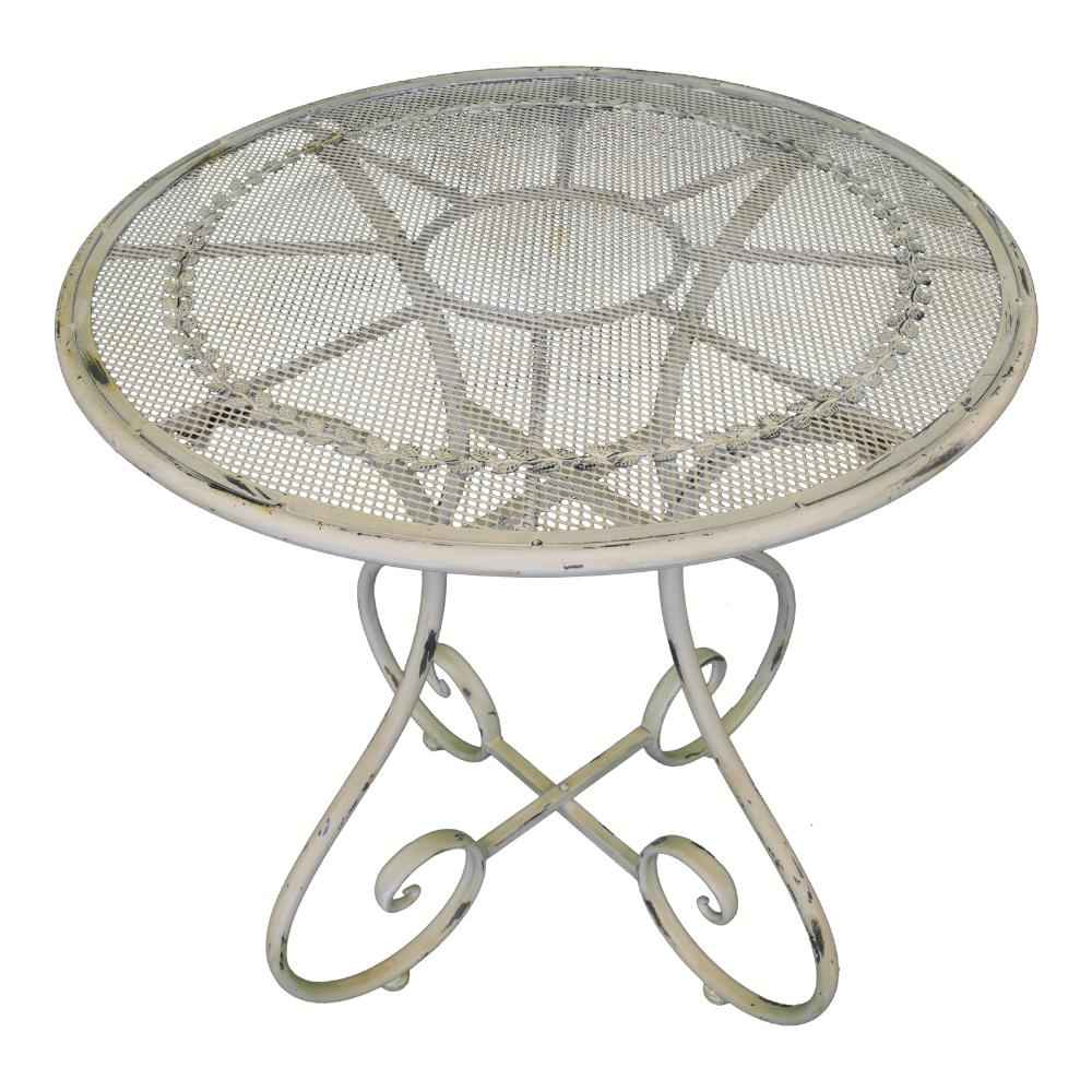 Set da Giardino in Ferro Bianco Anticato Shabby Chic