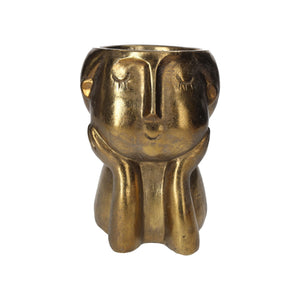 Vaso Testa Grande in Resina Oro Brillante H.30cm - KeyHome Store