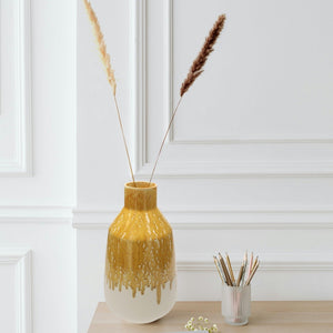 Vaso Anfora Grande in Ceramica Giallo Ocra H.35 cm - KeyHome Store